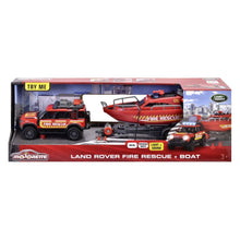 Încarcă imaginea în Galerie, Majorette Set Masina de Pompieri Land Rover si Barca de Salvare