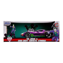 Încarcă imaginea în Galerie, Jada Toys Batman Masinuta Metalica Chevy Corvette Stingray 2009 si Figurina Joker
