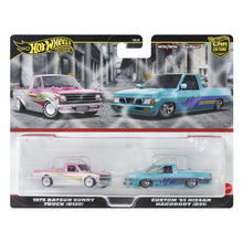 Încarcă imaginea în Galerie, Hot Wheels - Premium Set 2 Masinute Metalice Datsun Sunny Truck Si Nissan Hardbody