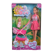 Încarcă imaginea în Galerie, Steffi Love Papusa in Rochita Roz si cu Carucior Bebe