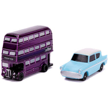Încarcă imaginea în Galerie, Jada Toys Harry Potter 2 Set 2 Masinute The Knight Bus si Ford Anglia 1959