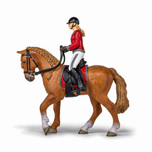 Încarcă imaginea în Galerie, Papo Rase de Cai si Ponei Set Echitatie Cal si Jocherita in Jacheta Rosie