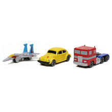 Încarcă imaginea în Galerie, Jada Toys Transformers Set 3 Nano Masinute Metalice 4cm