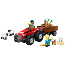 Încarcă imaginea în Galerie, Lego City Tractor de Ferma Rosu cu Remorca si Oi