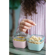 Încarcă imaginea în Galerie, Melii Set 3 Recipiente Sticla 3 160ml cu Husa Silicon Roz Mov Gri