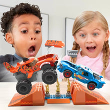 Încarcă imaginea în Galerie, Hot Wheels Monster Truck Mega Set Constructie cursa Tiger Shark Chomp
