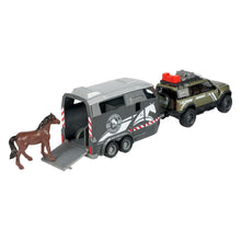 Încarcă imaginea în Galerie, Majorette land Rover cu Remorca Pentru Cai