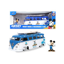 Încarcă imaginea în Galerie, Jada Toys Masina din Metal Volkswagen T1 Bus si Figurina Mickey Mouse