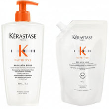 Încarcă imaginea în Galerie, Set Kerastase Nutritive Bain Satin Riche - Sampon Reincarcabil 500ml si Rezerva 500ml - Beauty Lounge