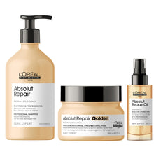 Încarcă imaginea în Galerie, Set L’Oreal Absolut Repair GOLD - Sampon 500ml + Masca 250ml + Ulei 90ml