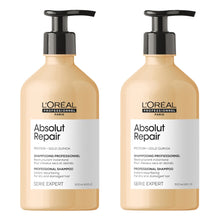 Încarcă imaginea în Galerie, Set L’Oreal Absolut Repair Duo Sampon 500ml – Reparare Par Deteriorat - Beauty Lounge