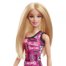 Încarcă imaginea în Galerie, Barbie Papusa Clasica Blonda cu Rochita Roz cu Imprimeu Barbie