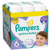 Încarcă imaginea în Galerie, Pampers Active Baby Nr 6 13-18kg - Scutece 128buc