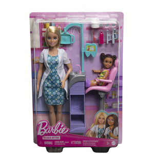 Barbie Cariere Set Mobilier cu Papusa Doctor Stomatolog Blonda