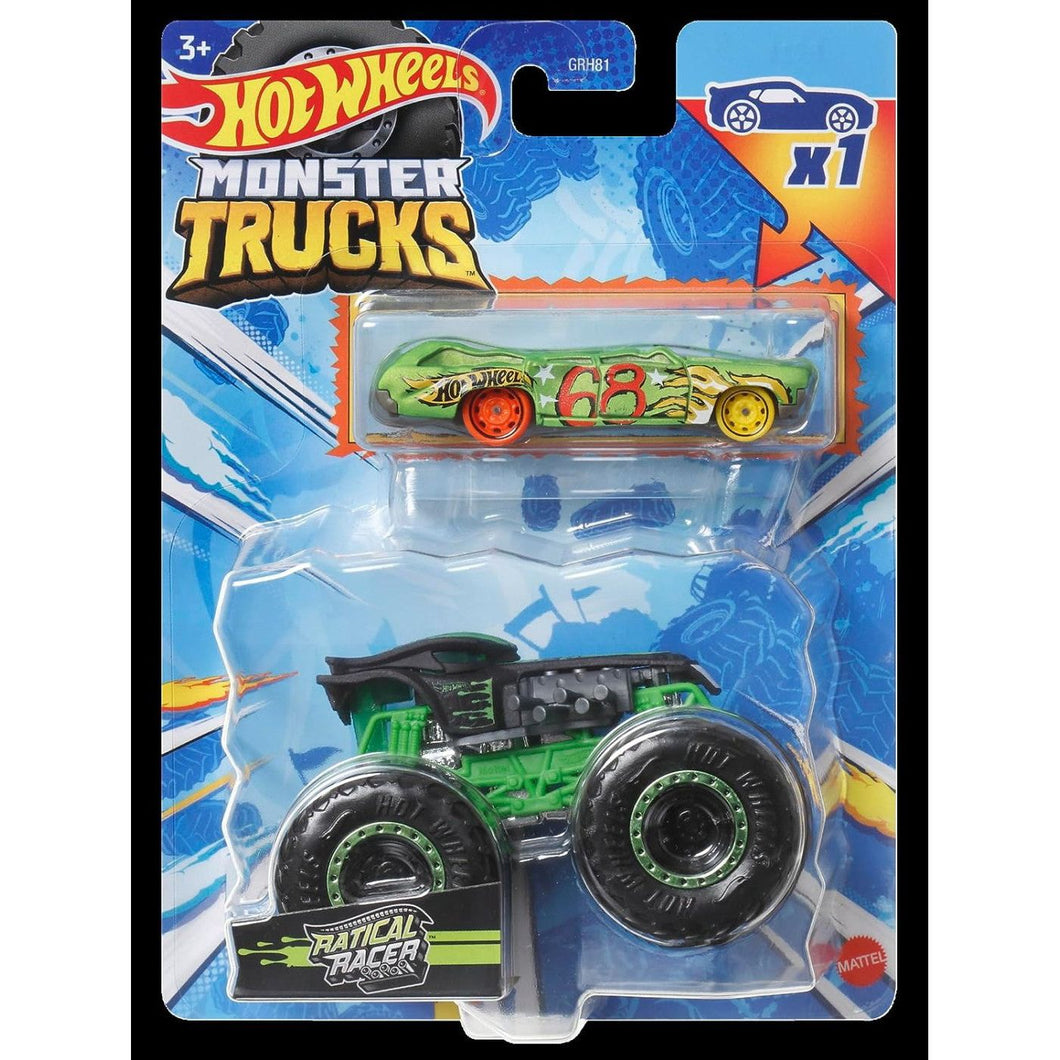 Hot Wheels Monster Truck si Masinuta Metalica Ratical Racer