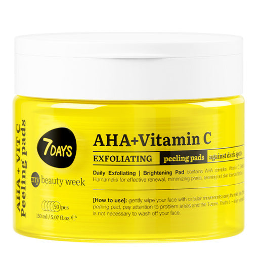 Dischete Faciale Exfoliante 7DAYS MBW AHA + Vitamina C Iluminare 50 buc 150ml