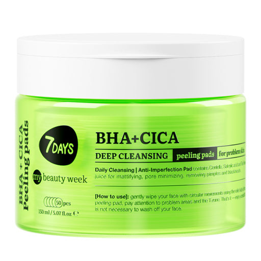 7DAYS Dischete Faciale Exfoliante BHA+CICA Curatare Profunda 50buc