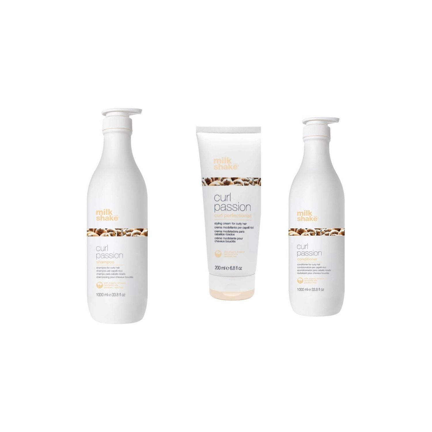 Set MilkShake Curl Passion - Sampon 1000ml Balsam 1000ml si Crema 200ml - Beauty Lounge