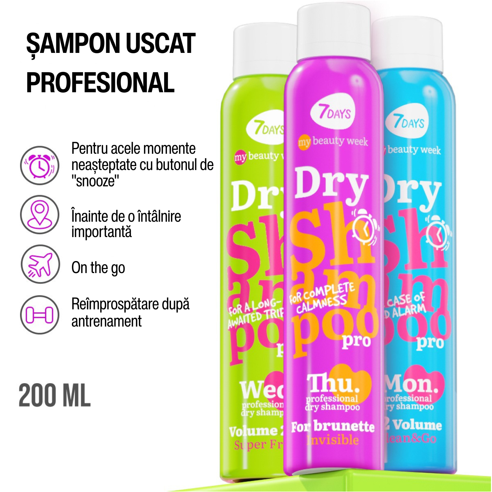 7DAYS Sampon Uscat My Beauty Week Brunette Invisible 200ml