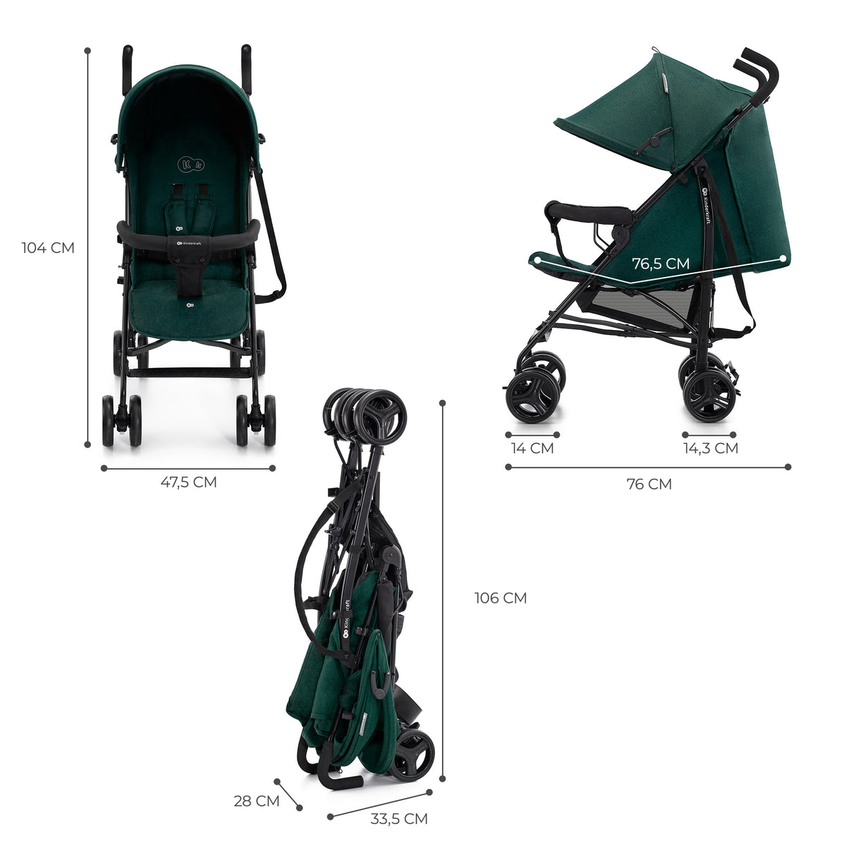Kinderkraft Carucior Sport Tik Tip Umbrela Green Forest