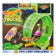 Încarcă imaginea în Galerie, Hot Wheels Monster Truck Pista Cascadorilor in Bucla Fosforescenta
