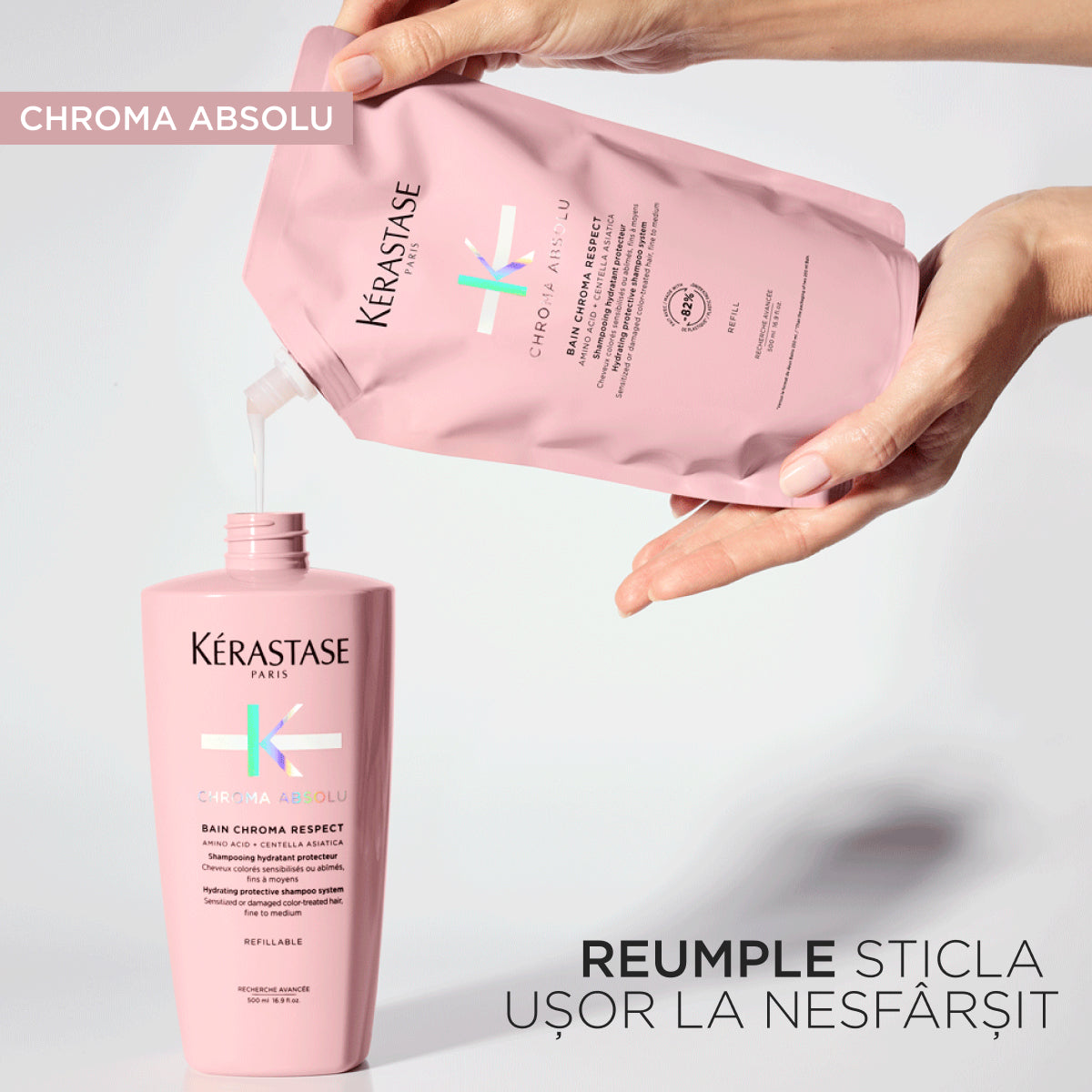 Kerastase Chroma Absolu Bain - Sampon Hidratant pentru Par Vopsit Fin si Mediu Reincarcabil 500ml - Beauty Lounge