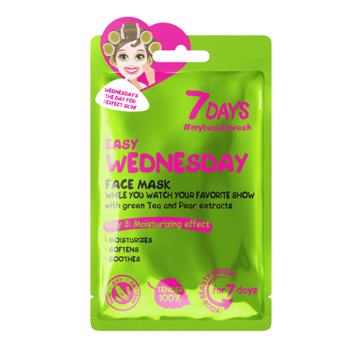 7DAYS Masca de Fata Easy Wednesday Ceai Verde & Para 28g - Reduce Iritatiile