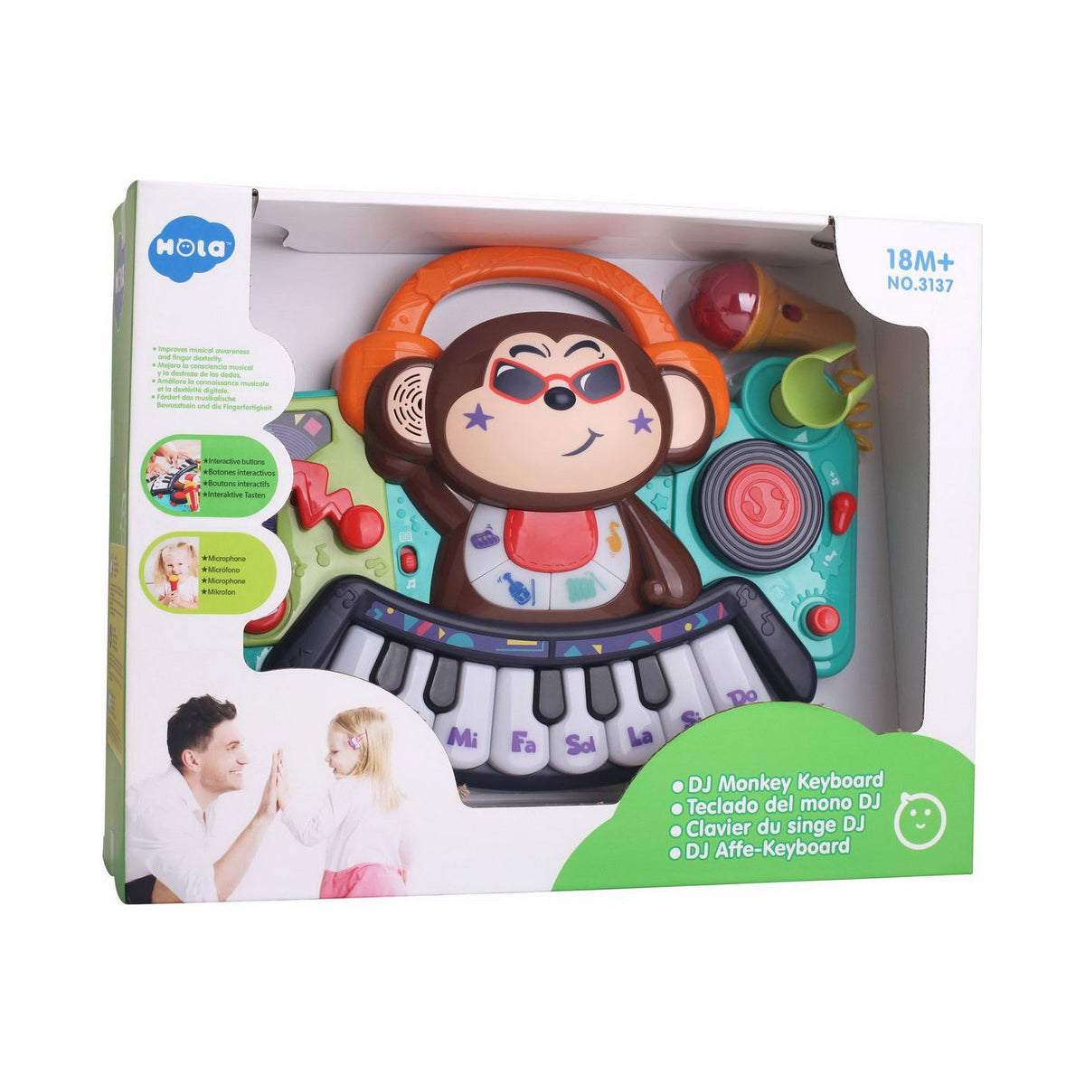 Hola Pianina Bebe Maimutica DJ cu Lumini Sunete si Microfon