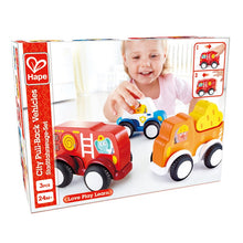 Încarcă imaginea în Galerie, Hape Set 3 Masinute cu Motor Pull-Back
