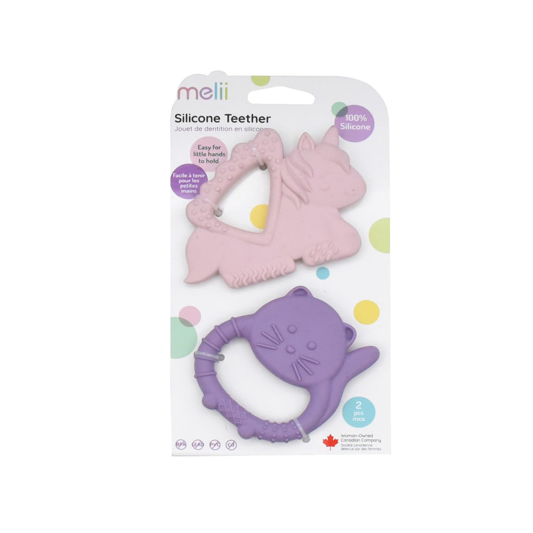 Melii Set 2 Jucarii Dentitie Silicon Model Unicorn Pisica