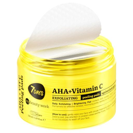 Dischete Faciale Exfoliante 7DAYS MBW AHA + Vitamina C Iluminare 50 buc 150ml