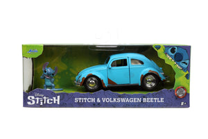 Jada Toys Set Masinuta Metalica Volkswagen Bettle si Figurina Metalica Stitch