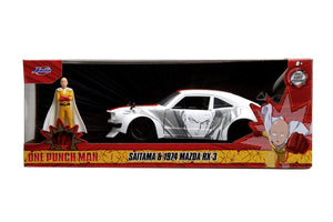 Jada Toys One Punch Man Set Masinuta Metalica Mazda RX 3 si Figurina Saitama