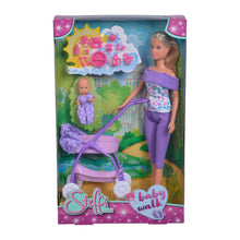 Încarcă imaginea în Galerie, Steffi Love Papusa in Pantalonasi Mov si cu Carucior Bebe
