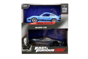 Jada Toys Fast And Furious Legacy Set 2 Masinute Metalice Porsche 911 GT3 Rs si McLaren 720S