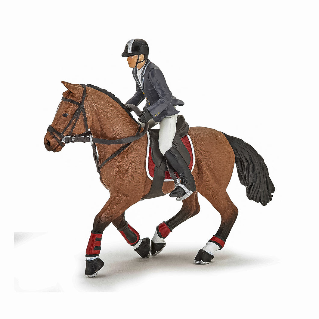 Papo Rase de Cai si Ponei Figurina Cal Competitie cu Jocheu