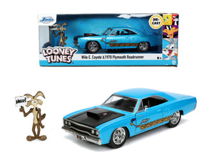 Jada Toys Looney Tunes Road Runner Set Masinuta Metalica 1970 Plymouth si Figurina Wile E Coyote