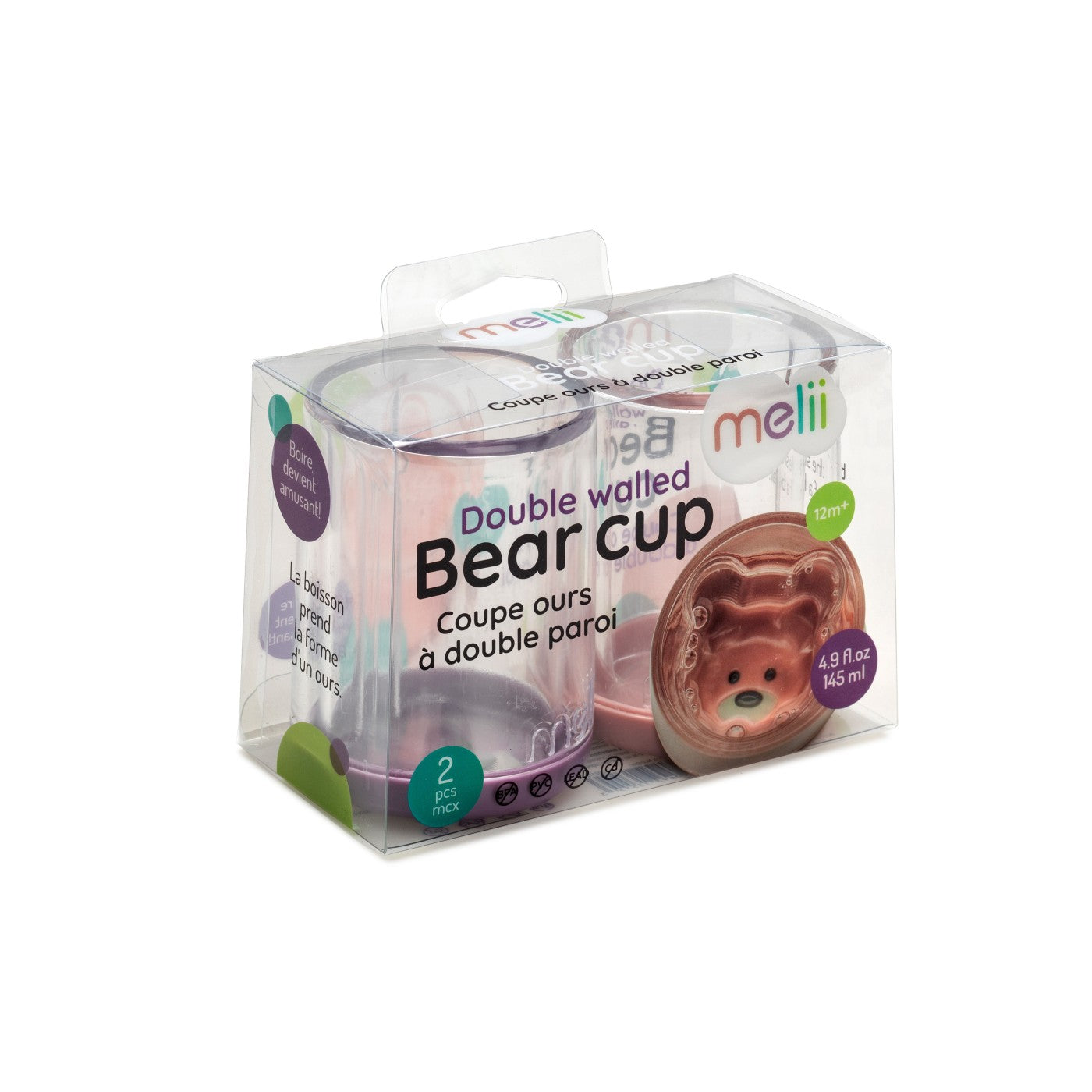 Melii Set 2 Pahare Copii Design Interio Urs Roz and Mov