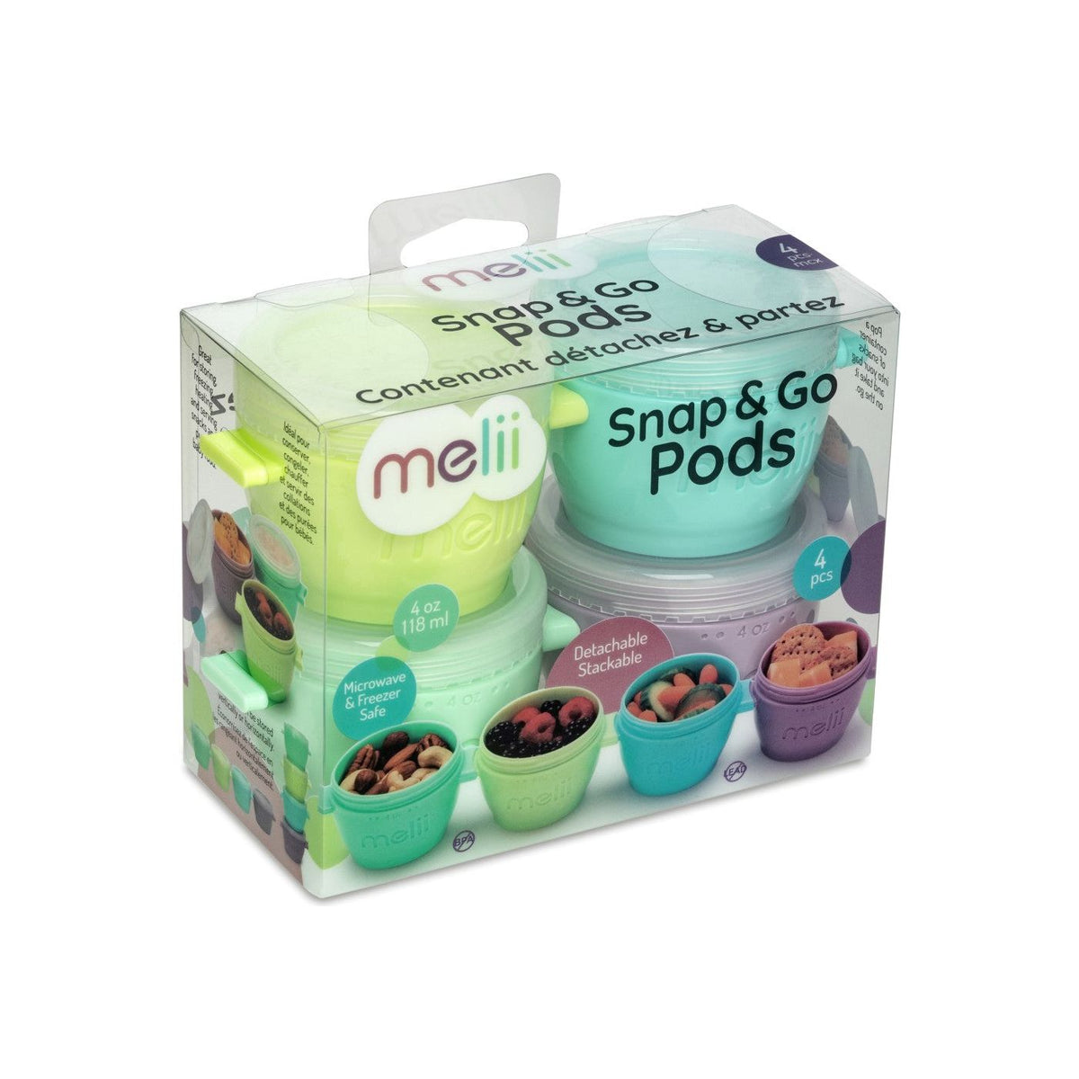 Melii Set 4 Recipiente Silicon Snap and Go 118ml