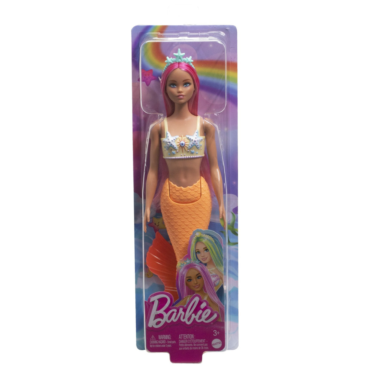 Barbie Dreamtopia Papusa Sirena cu Parul Roz si Coada Portocalie 32cm