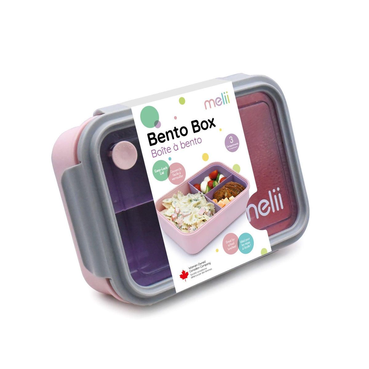 Melii Cutie Pranz Bento 1250ml Cutie Detasabila Roz Mov Gri