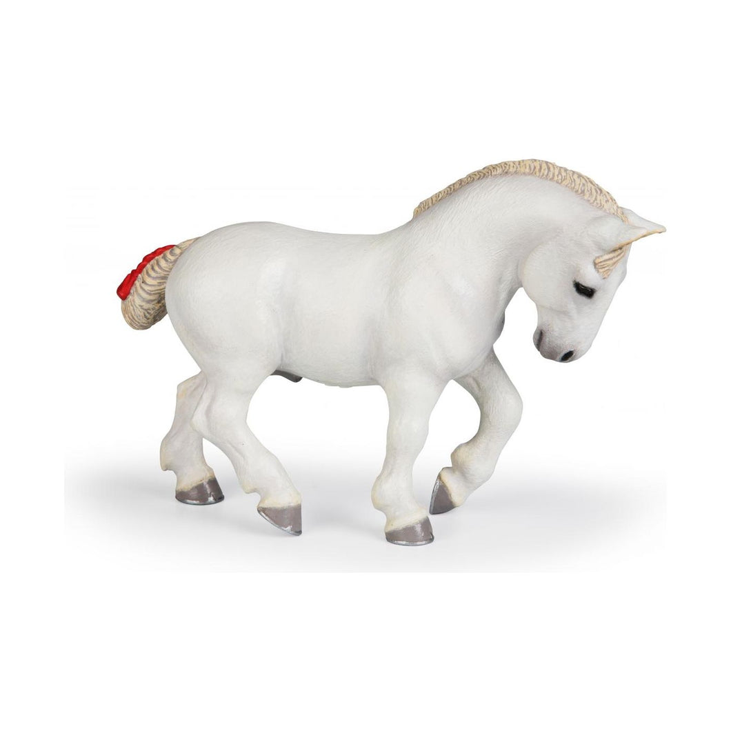 Papo Rase de Cai si Ponei Figurina Percheron Alb Cal de Povara
