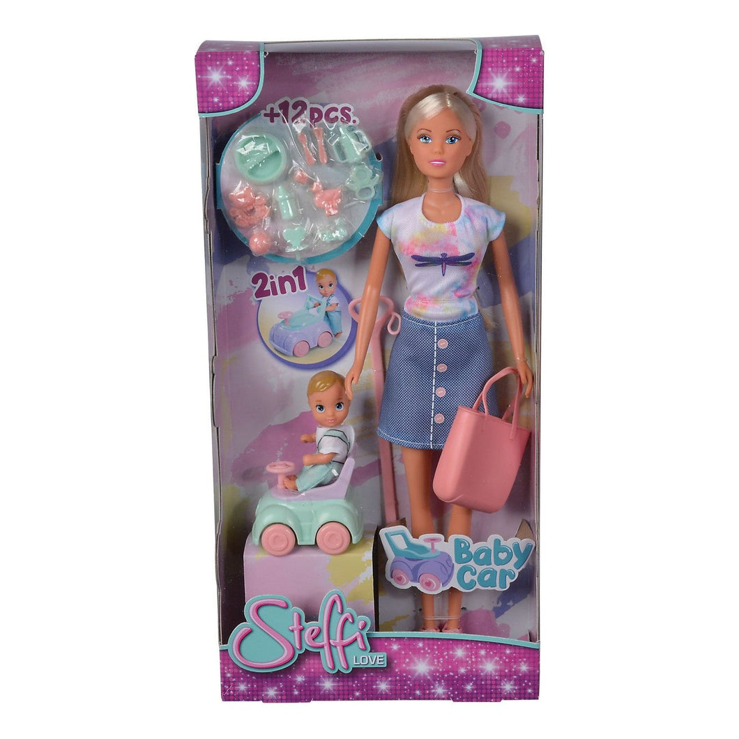 Steffi Love Papusa cu Masinuta Premergator si Bebe