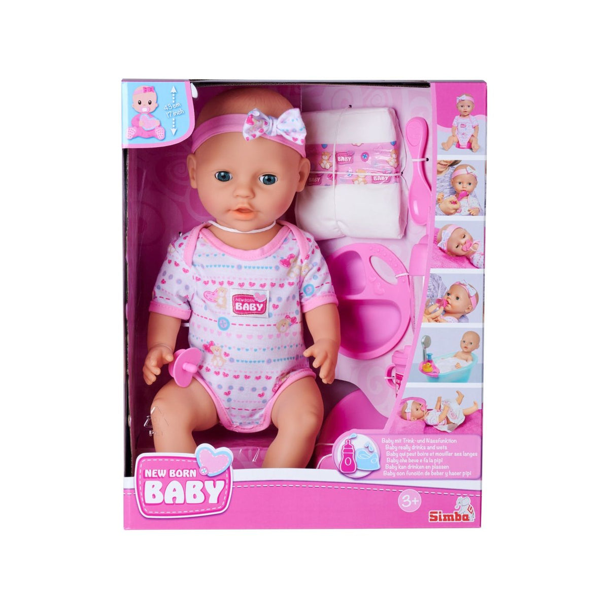 Simba New Born Baby Set Bebelus Roz 39cm