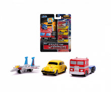 Încarcă imaginea în Galerie, Jada Toys Transformers Set 3 Nano Masinute Metalice 4cm
