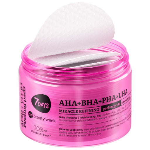 7DAYS Dischete Faciale Exfoliante cu AHA si BHA Multi-Acizi 50buc