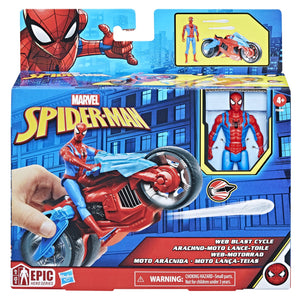 Spider-Man Set Figurina si Vehicul Web Blast Cycle