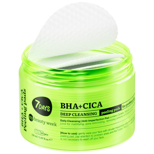 7DAYS Dischete Faciale Exfoliante BHA+CICA Curatare Profunda 50buc