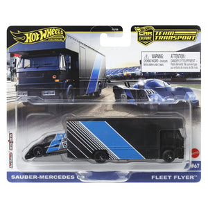 Hot Wheels Transportator Sauber Mercedes C9 cu Masinuta Fleet Flyer