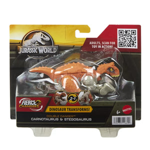 Jurassic World Fierce Changers Double Danger Dinozaur Transformabil Carnotaurus si Stegosaurus